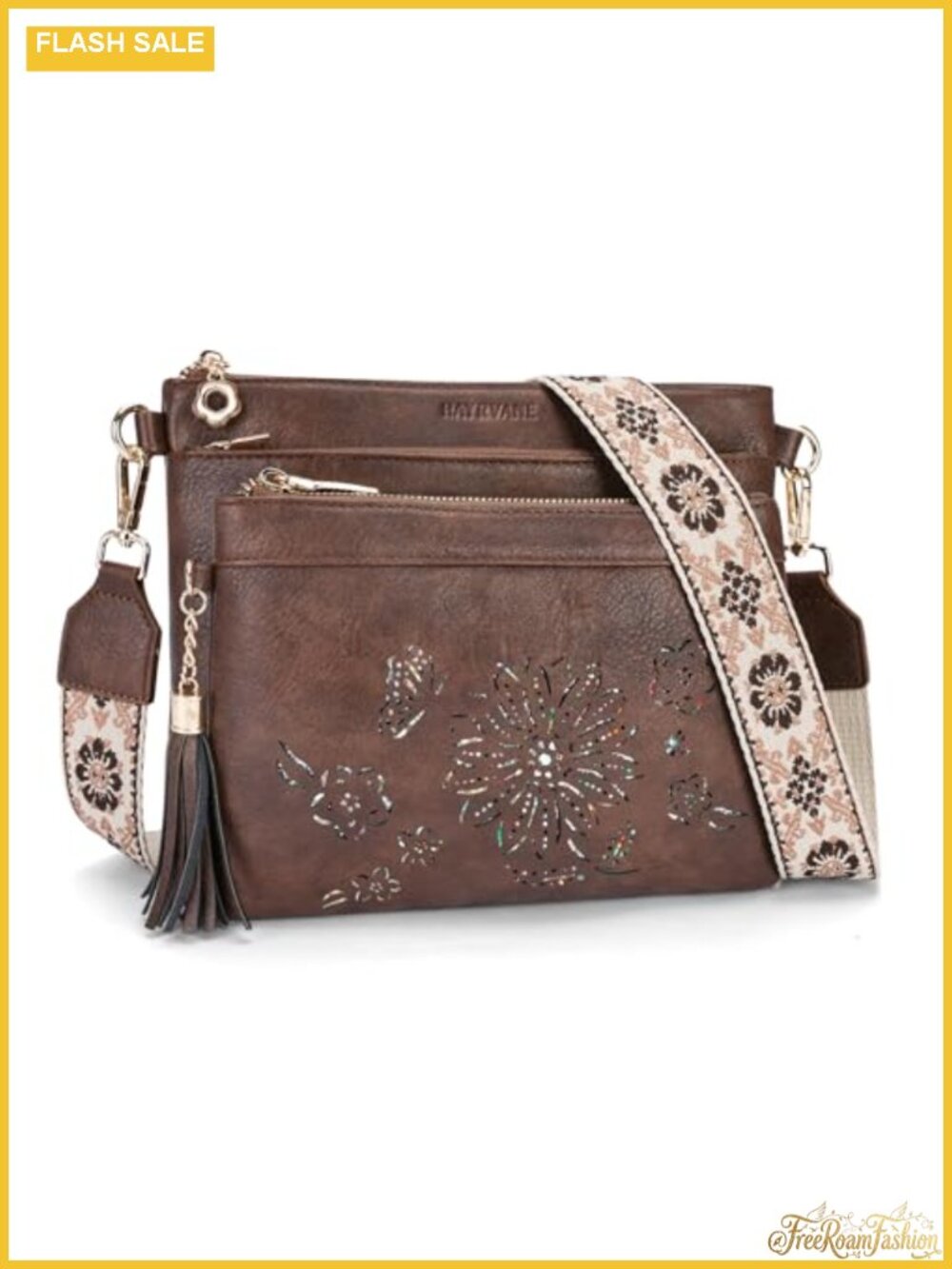 Women's Crossbody Bag Leather Multi Pocket Adjustable Strap Purse